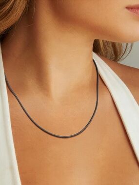 PROSTEEL 1mm Minimal Black Snake Chain 14” Necklace for Women Stainless Steel